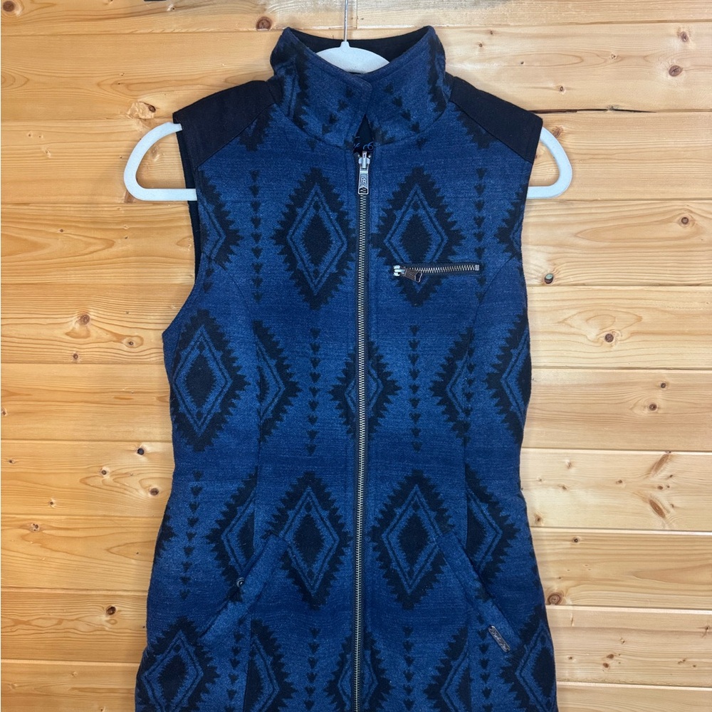 Vintage Powder River Blue Black Geometric,Southwestern,Aztec Vest Reversible